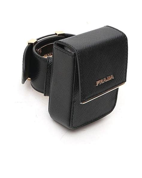 Saffiano Leather Pouch Bracelet By Prada 